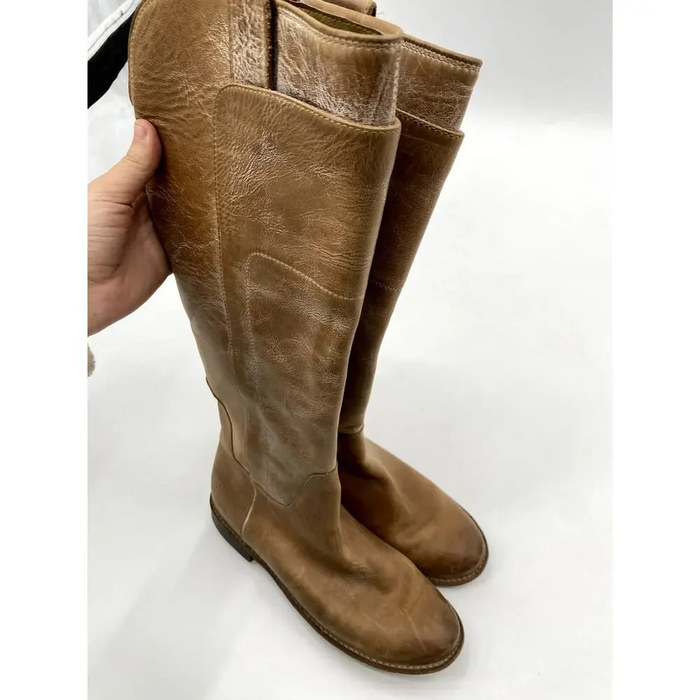 Frye Light Tan Cream Leather Calf Riding Boots